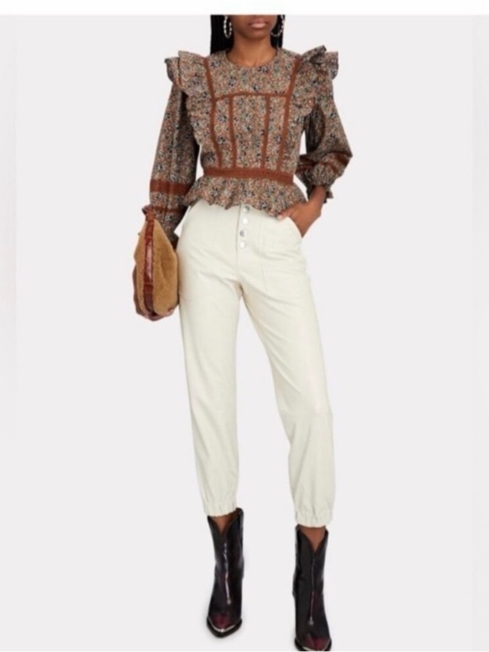 Veronica Beard Bolton Cropped Cargo in Ecru